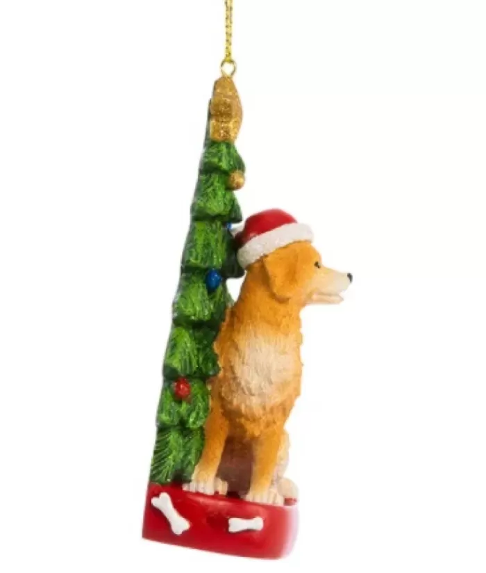 Boutique de Noël Chiens*Golden Retriever Ornament With Christmas Tree