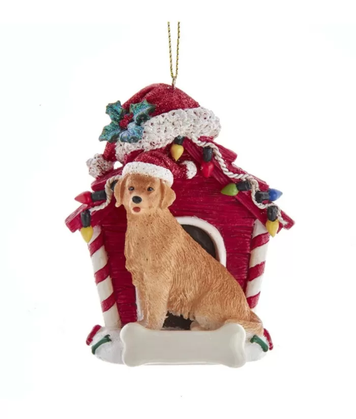 Boutique de Noël Golden Retriever Ornament With Doghouse