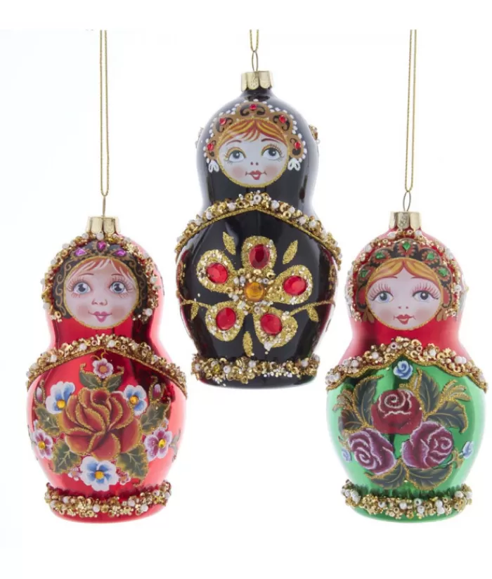 Boutique de Noël Divers*Green Russian Doll Glass Ornament