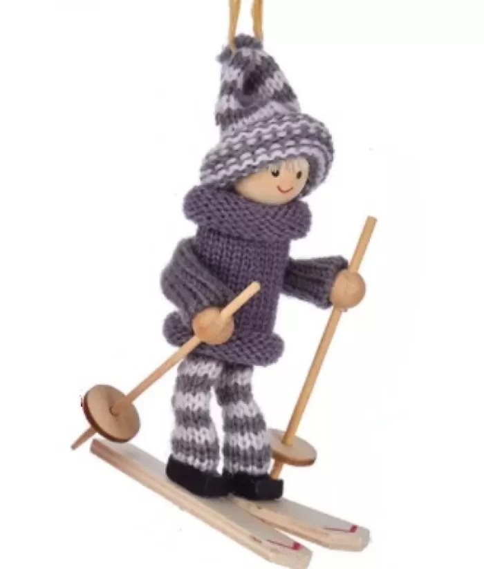 Boutique de Noël Sports*Grey Skier Ornament