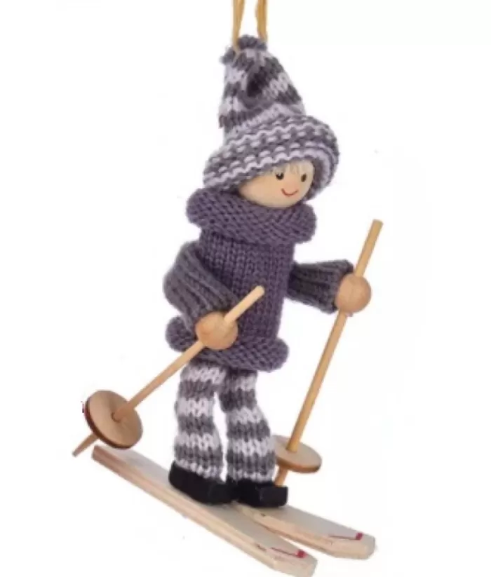 Boutique de Noël Grey Skier Ornament