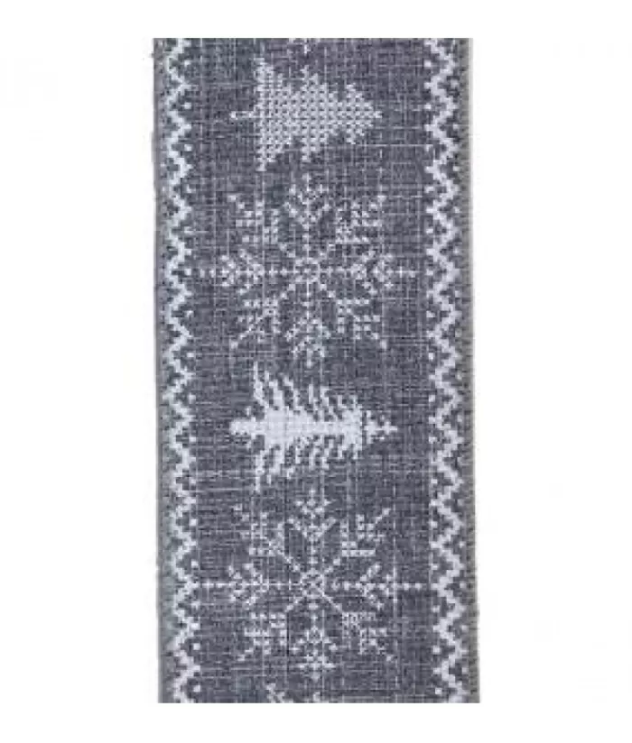 Boutique de Noël Rubans & Boucles*Grey Snowflake And Tree Ribbon