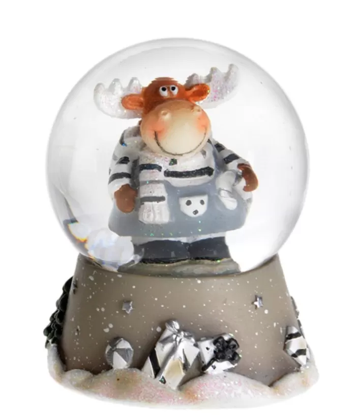 Boutique de Noël Boules De Neige*Grey Snowglobe With Moose