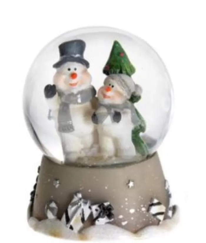 Boutique de Noël Boules De Neige*Grey Snowglobe With Snowmen