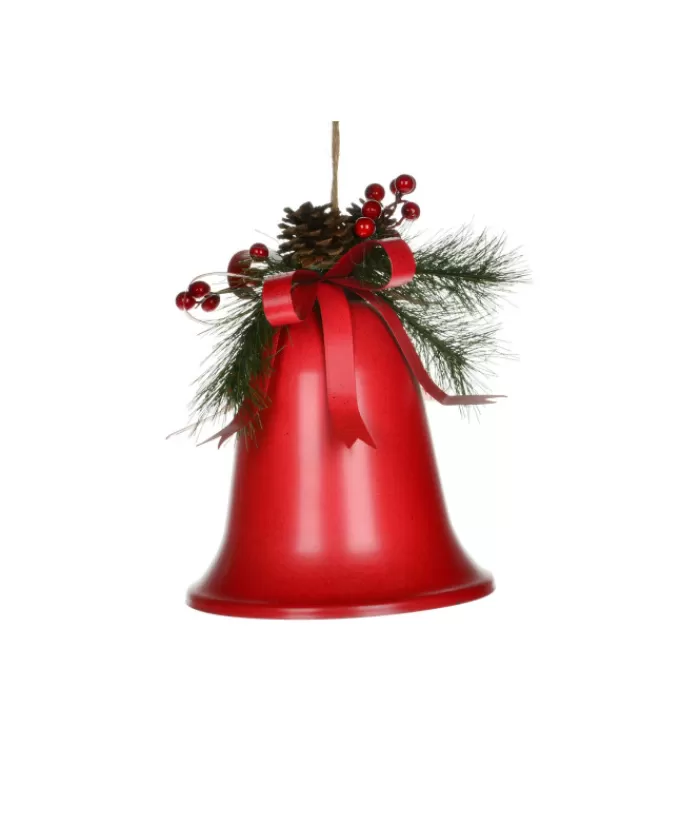 Boutique de Noël Cloches & Grelots*Home Decor, 10" Metal Bell With Sprig Of Berries And Pine Cone
