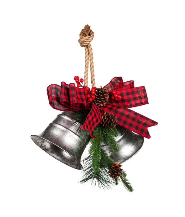 Boutique de Noël Cloches & Grelots*Home Decor, 15" Metal Bells With Red Ribbon