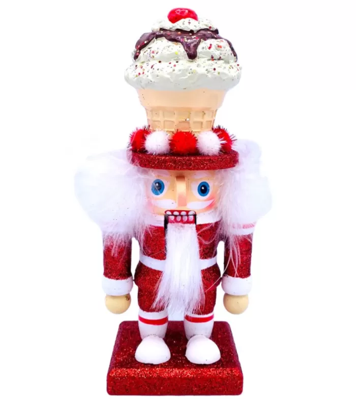 Boutique de Noël Ice Cream Theme Red Nutcracker, 7.5" Tall