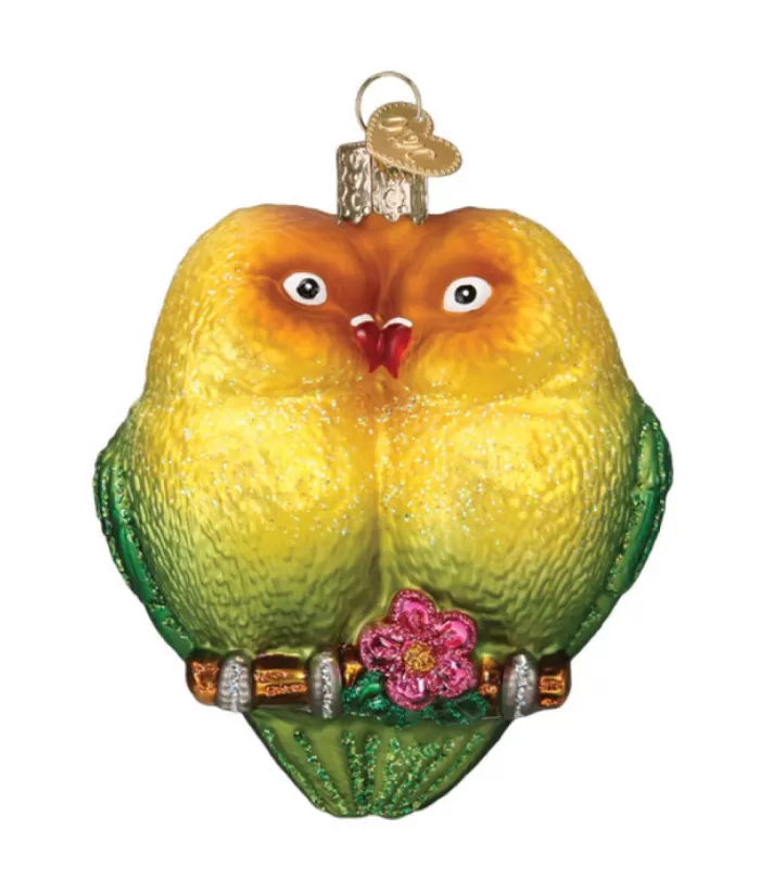 Boutique de Noël Lovebirds Glass Ornament