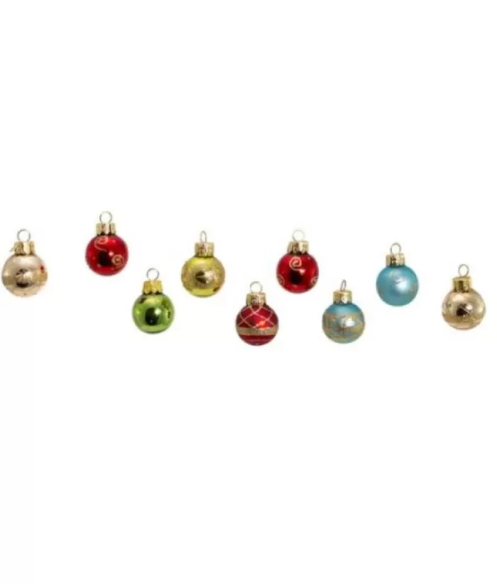 Boutique de Noël Mini Glass Ornaments, Varied Colours, 9 Per Box