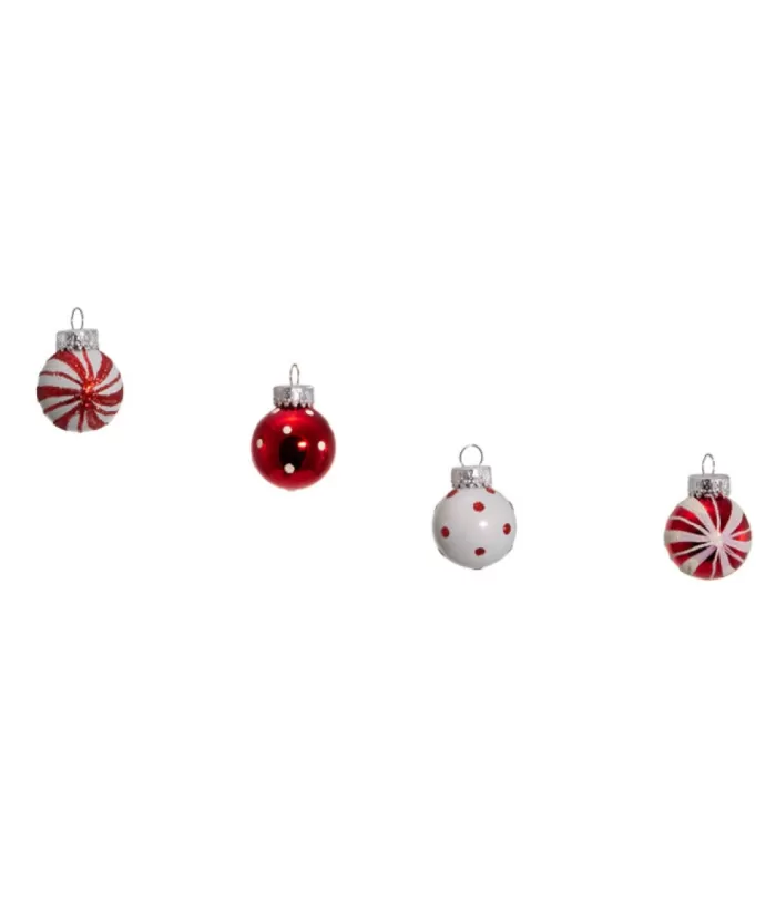 Boutique de Noël Miniature Red And White Glass Ball Ornaments