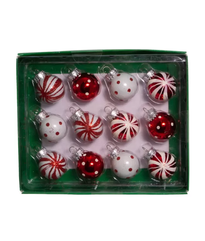 Boutique de Noël Miniature Red And White Glass Ball Ornaments