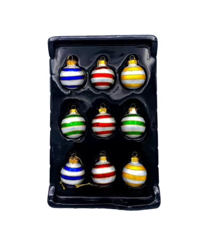 Boutique de Noël Miniature Striped Glass Ball Ornaments