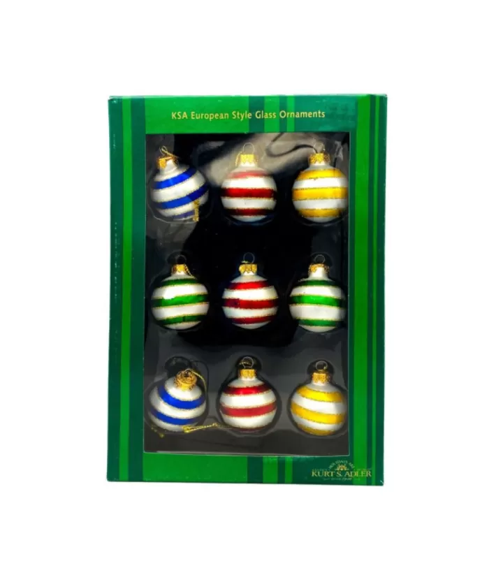 Boutique de Noël Miniature Striped Glass Ball Ornaments