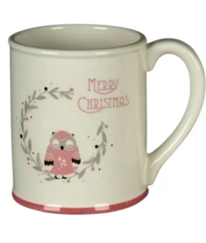 Boutique de Noël Vaisselles De Noël*Mug, Ceramic With Owl And "Merry Christmas" Message