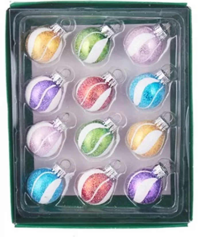 Boutique de Noël Multicoloured Glass Ornaments, 25Mm, 12 Per Box