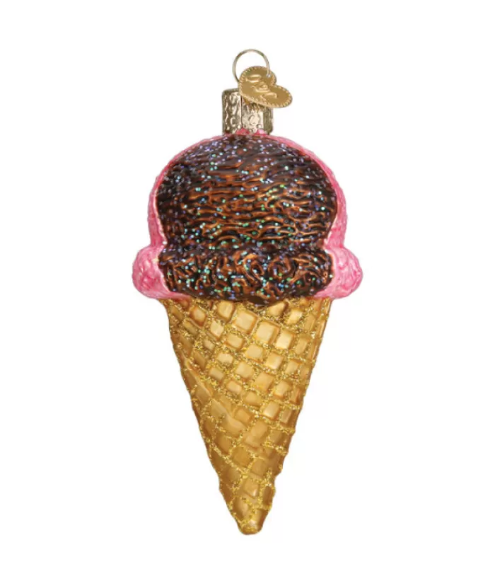 Boutique de Noël Nourriture & Breuvages*Neapolitan Ice Cream Cone Glass Ornament