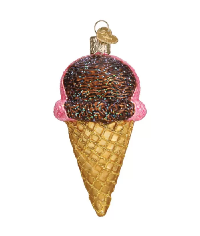 Boutique de Noël Neapolitan Ice Cream Cone Glass Ornament