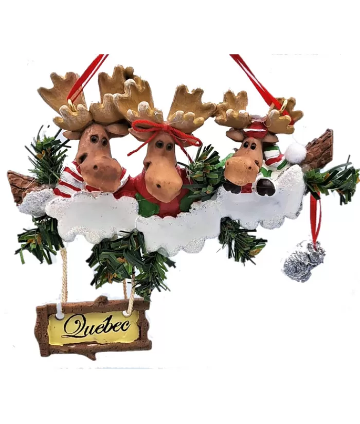 Boutique de Noël Animaux*Ornament, 3 Moose, With Pine Cones