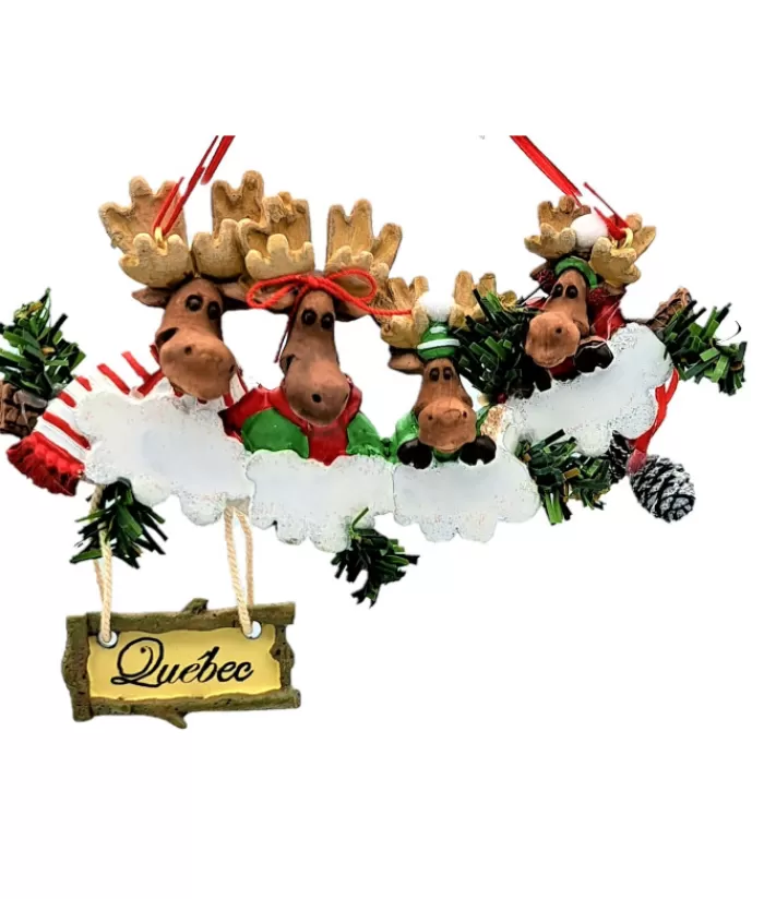 Boutique de Noël Animaux*Ornament, 4 Moose, With Pine Cones,