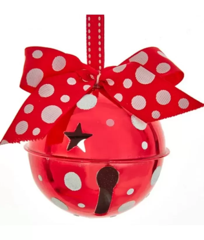 Boutique de Noël Ornament, 90Mm Red Bell With White Polka Dots