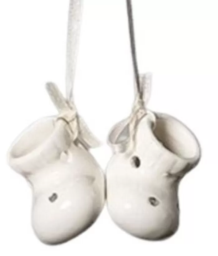 Boutique de Noël Ornament, Baby'S First Shoes, White