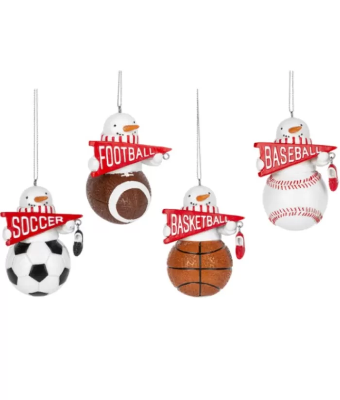 Boutique de Noël Sports*Ornament, Baseball Shaped Snowman, In Resin.