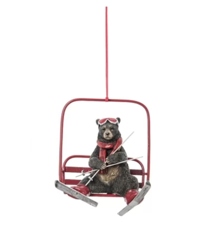 Boutique de Noël Ornament, Bear On Ski-Lift