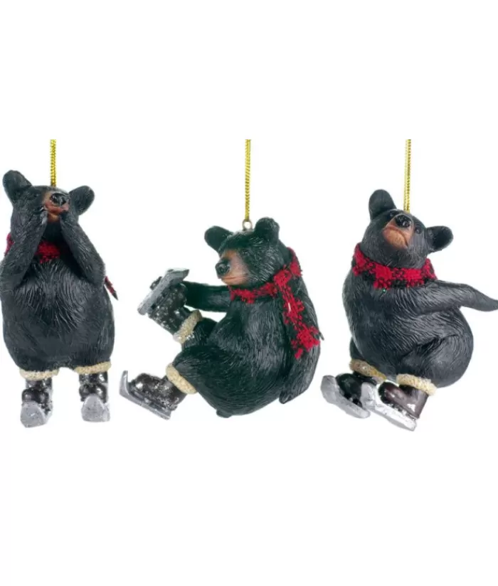 Boutique de Noël Animaux*Ornament, Black Bear On Skates