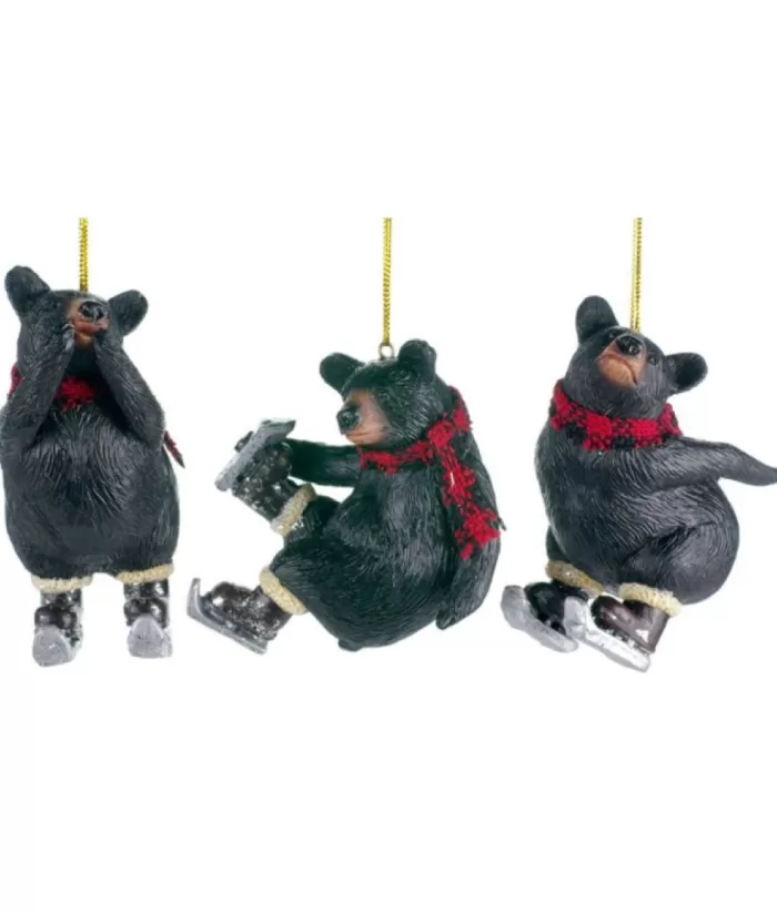 Boutique de Noël Ornament, Black Bear On Skates