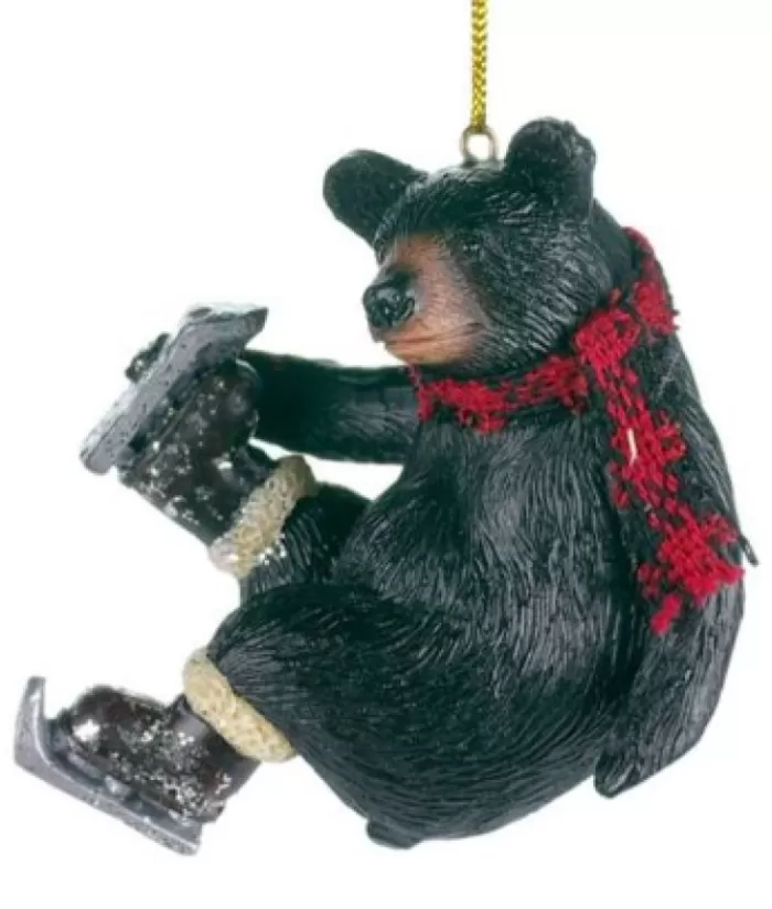 Boutique de Noël Animaux*Ornament, Black Bear On Skates