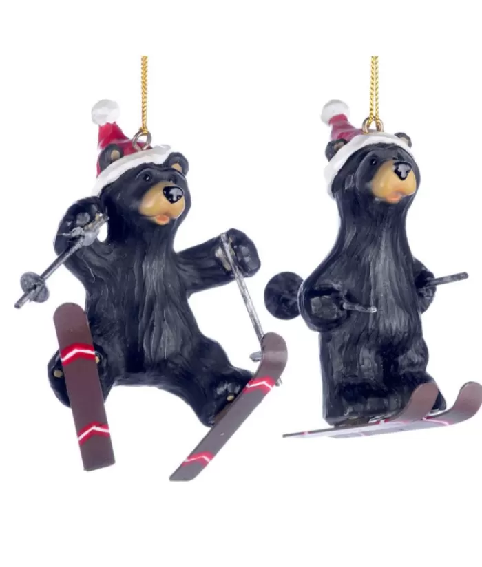 Boutique de Noël Loisirs & Professions*Ornament, Black Bear On Skis