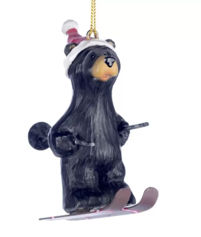 Boutique de Noël Ornament, Black Bear On Skis