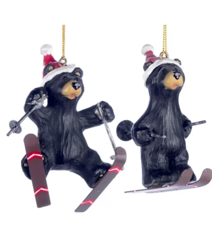 Boutique de Noël Ornament, Black Bear On Skis