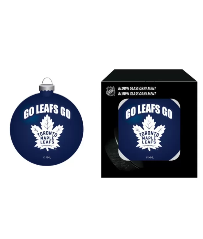 Boutique de Noël Ornament, Blown Glass Ball, Nhl Toronto Maple Leafs