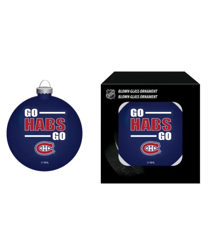 Boutique de Noël Sports*Ornament, Blown Glass, Nhl/Montreal Habs "Go Habs Go"