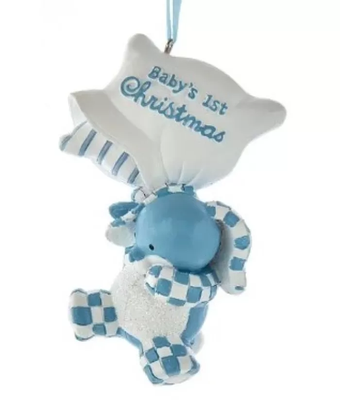 Boutique de Noël Famille & Amitiés*Ornament, Blue Baby Bunny. "Baby'S First Christmas"