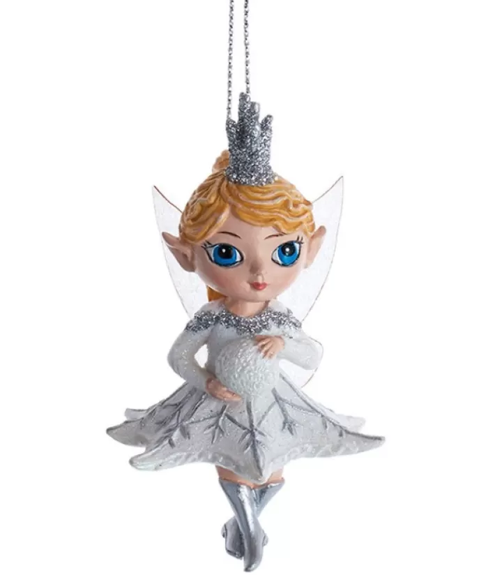 Boutique de Noël Gnomes & Lutins*Ornament, Blue Eyed Elvish Child, With Snowball