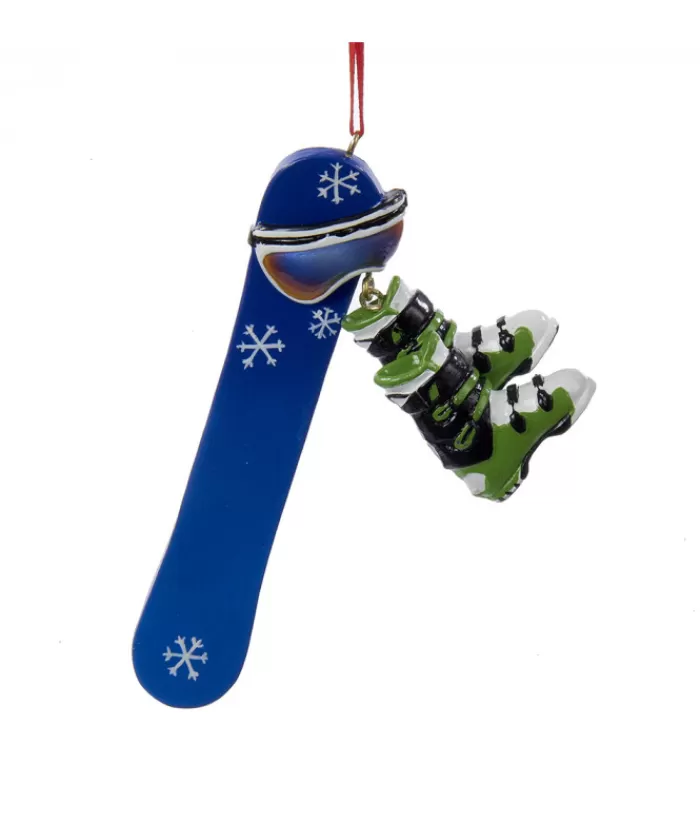 Boutique de Noël Sports*Ornament, Blue Snowboard With Boots And Googles