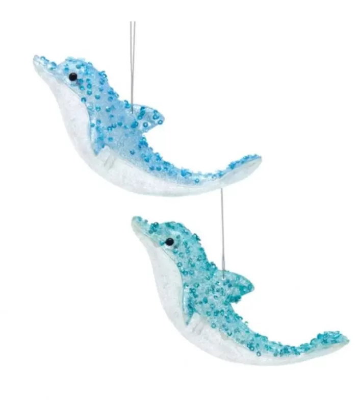 Boutique de Noël Ornament Blue/Teal Dolphin, Plastic