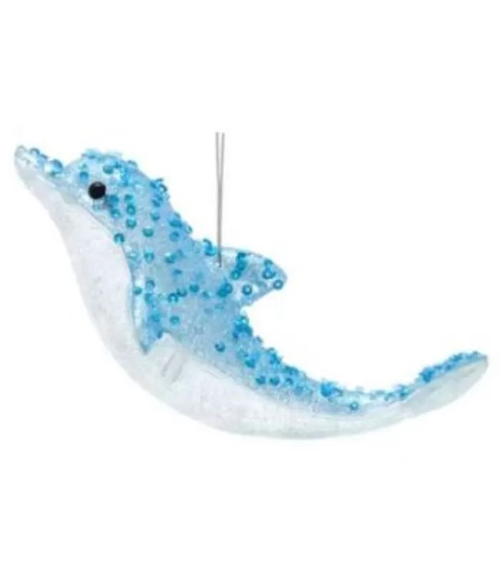 Boutique de Noël Ornament Blue/Teal Dolphin, Plastic