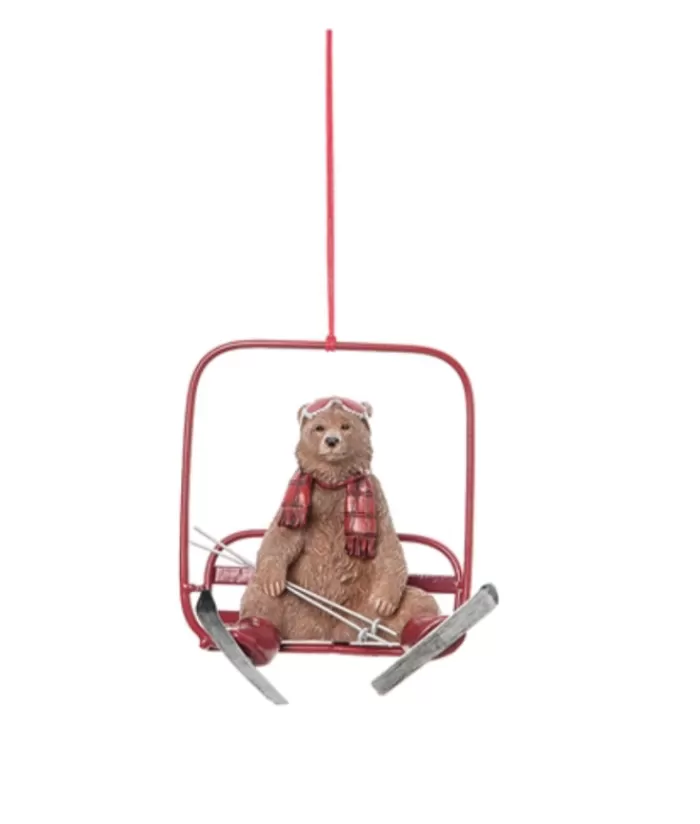 Boutique de Noël Loisirs & Professions*Ornament, Brown Bear On Ski-Lift