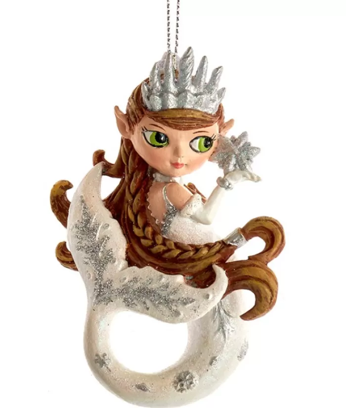 Boutique de Noël La Mer*Ornament, Brown Haired Mermaid, With Silver Spangling