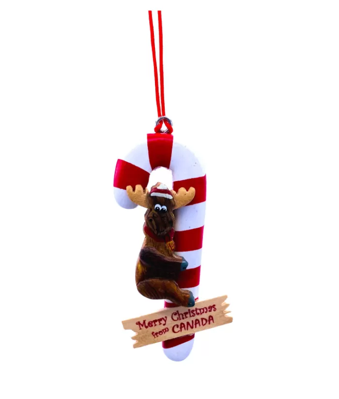 Boutique de Noël Animaux*Ornament, Canada Souvenir, Moose With Candy Cane