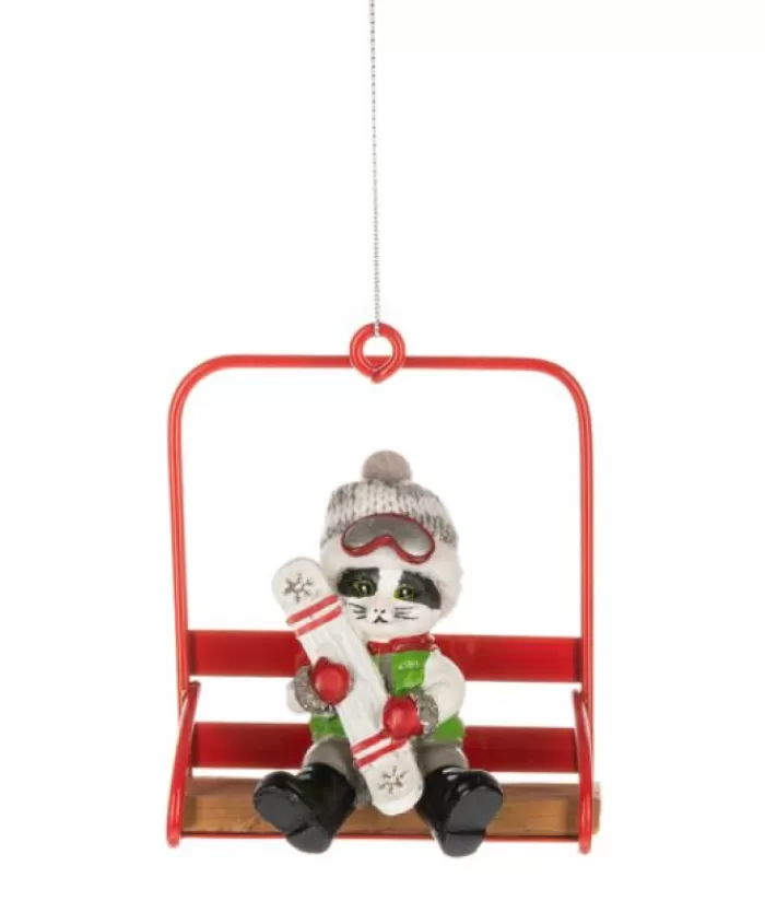 Boutique de Noël Sports*Ornament, Cat On The Ski Chairlift