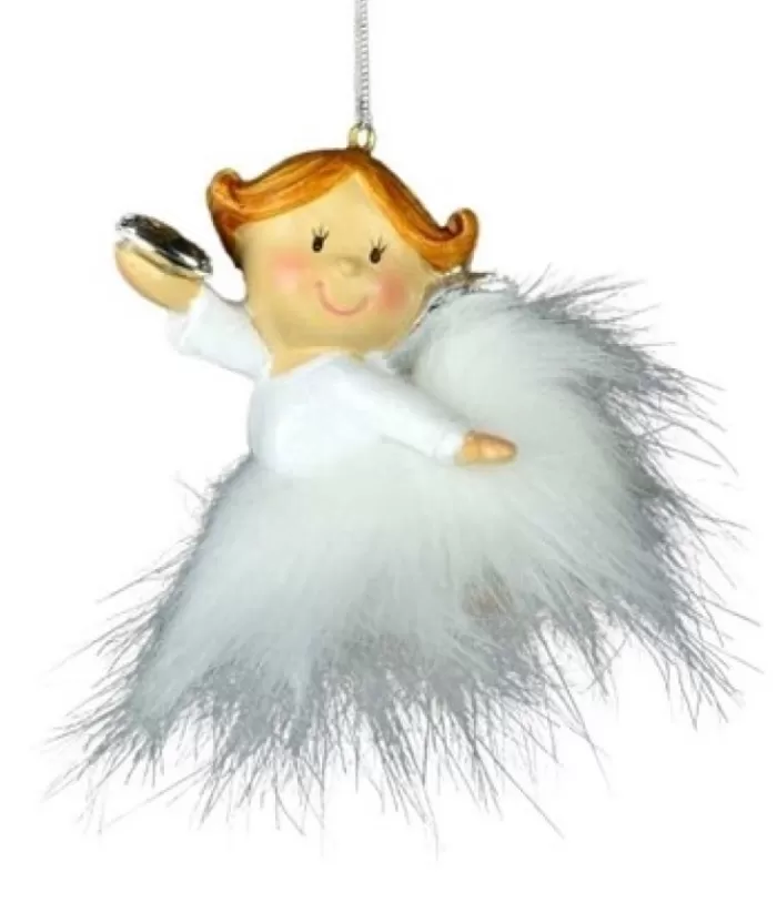 Boutique de Noël Ornament, Child With Feather Trim