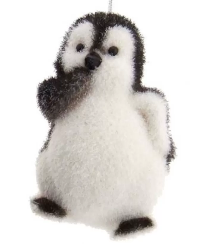 Boutique de Noël Ornament, Cute Baby Penguin In Flocked Finish