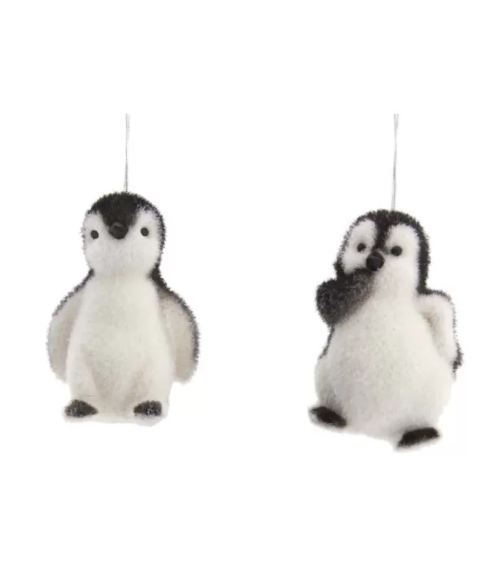 Boutique de Noël Ornament, Cute Baby Penguin In Flocked Finish