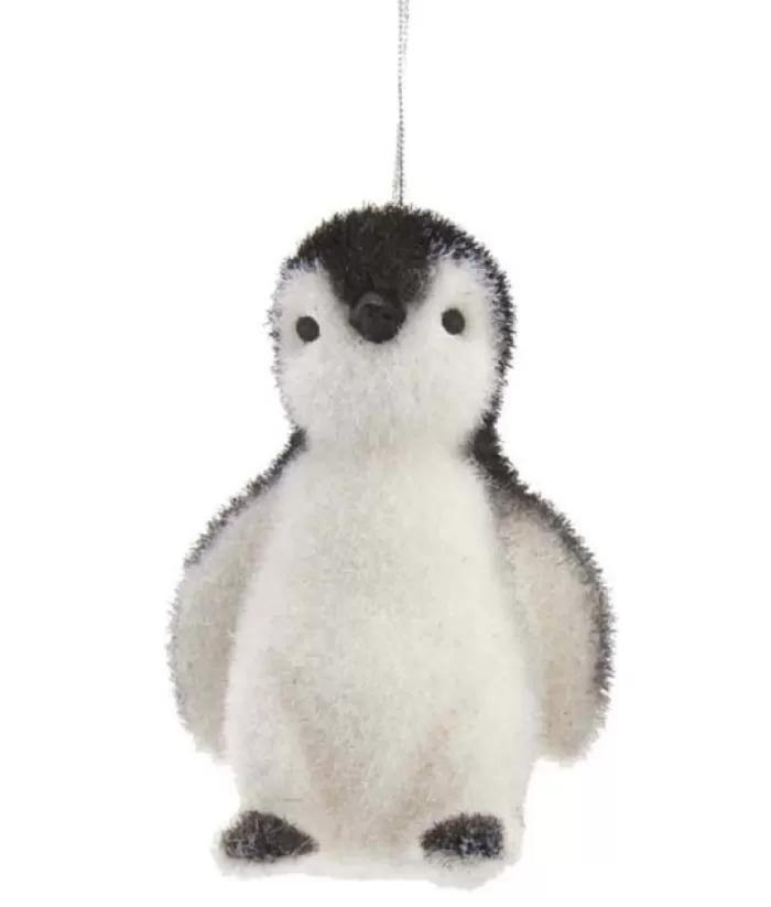 Boutique de Noël Ornament, Cute Baby Penguin In Flocked Finish