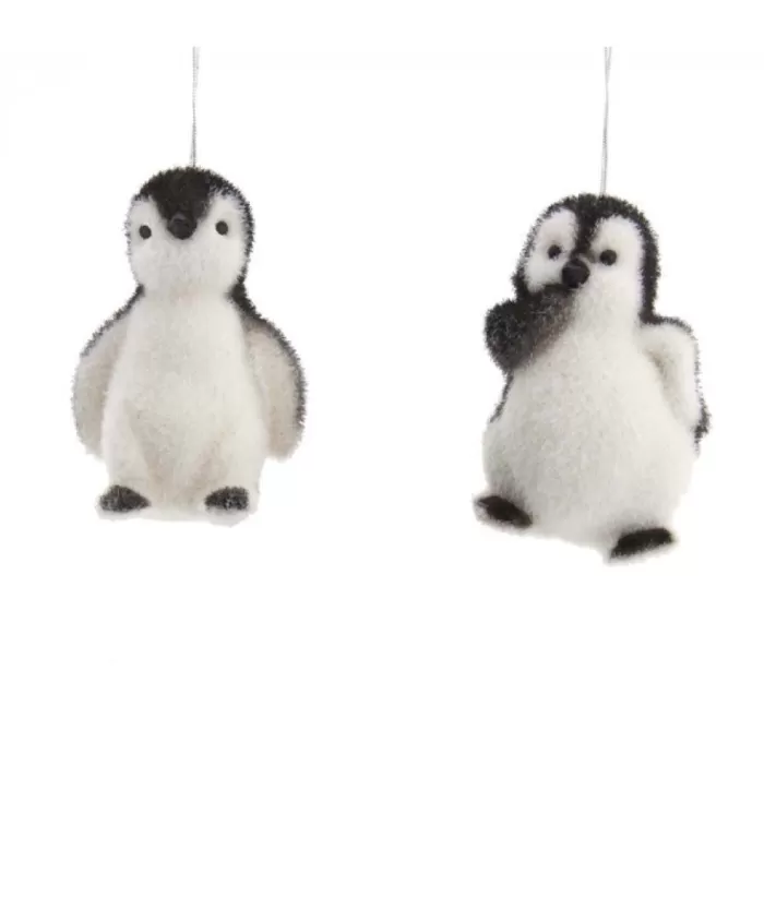 Boutique de Noël Ornament, Cute Baby Penguin In Flocked Finish