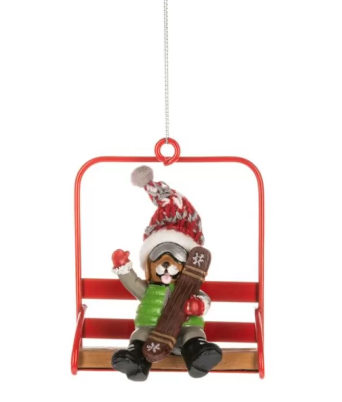 Boutique de Noël Chiens*Ornament, Dog On The Ski Chairlift